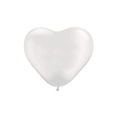 Balon serce lateksowy, biały.